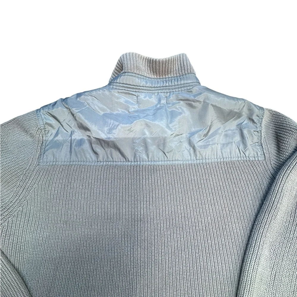 Kenneth Cole New York Gray Zip-Up Ribbed knit Sweater Fisherman Grandpa Core